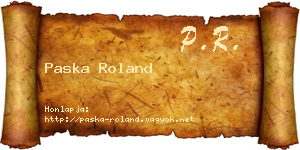 Paska Roland névjegykártya